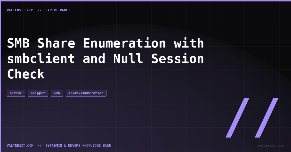 SMB Share Enumeration with smbclient and Null Session C... | Expert Vault | Valters IT Hub