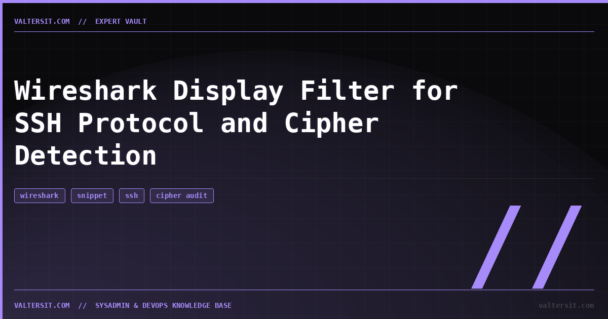 Wireshark Display Filter for SSH Protocol and Cipher De... | Expert Vault | Valters IT Hub